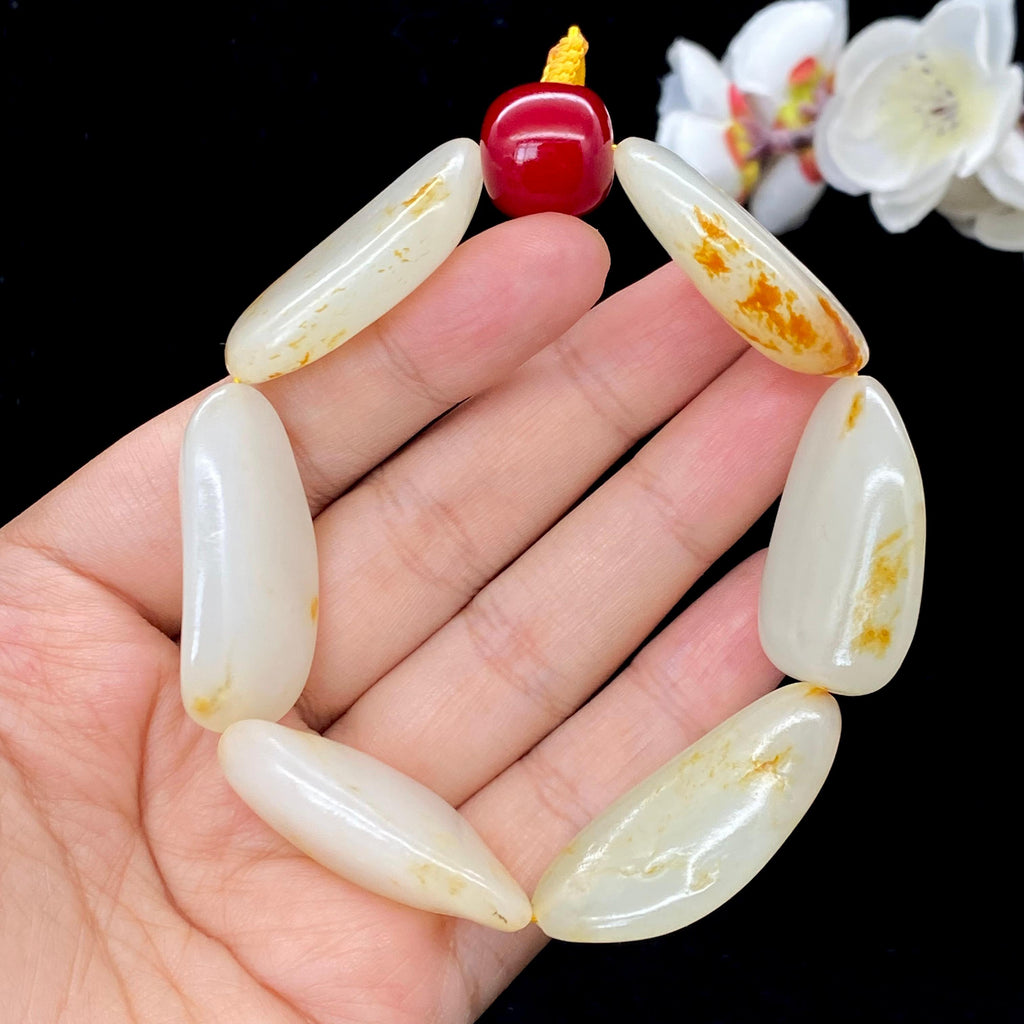 和田玉洒金皮籽料【精品手串】（69.8g）