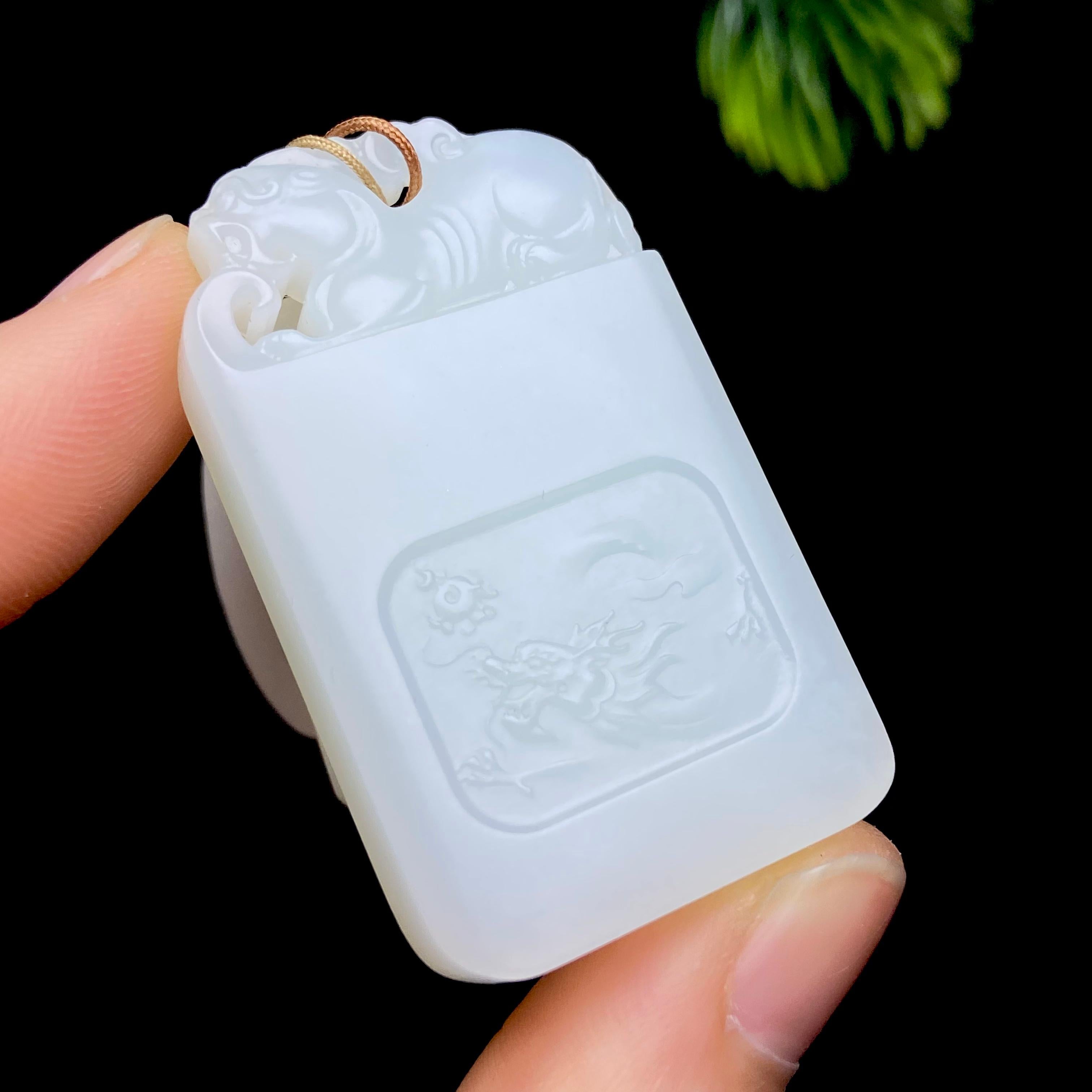 和田玉新疆料白玉貔貅平安牌（27.9g）