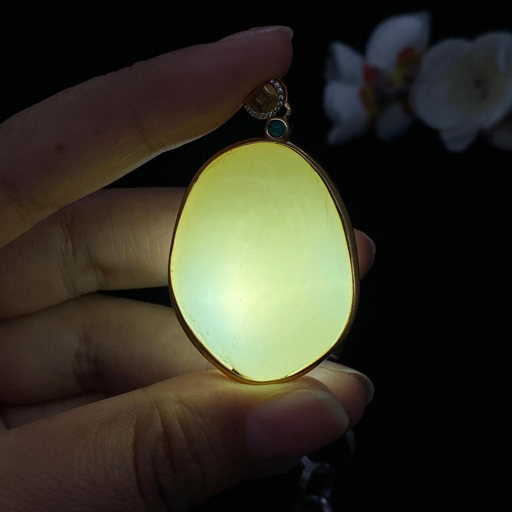 和田玉白玉籽料包金挂件（20g）