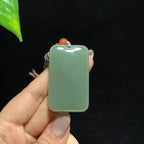和田玉冰底湖水绿无事牌（36.0g）