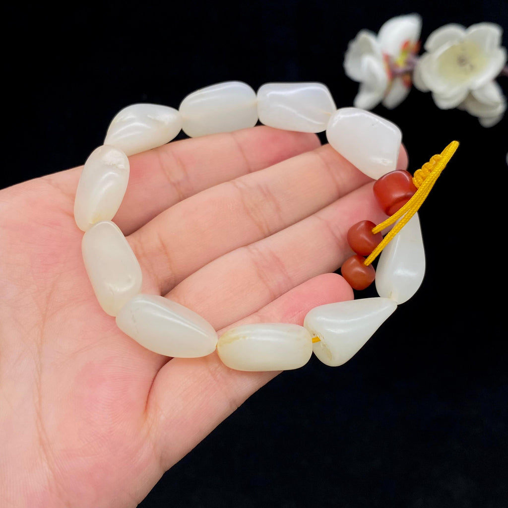 和田玉白玉带洒金皮籽料【精品手串】（39g）