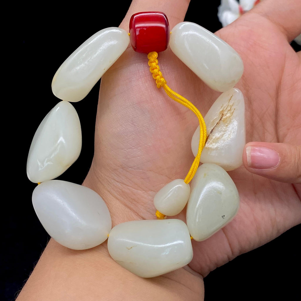 和田玉洒金皮籽料【精品男士手串】（127.2g）