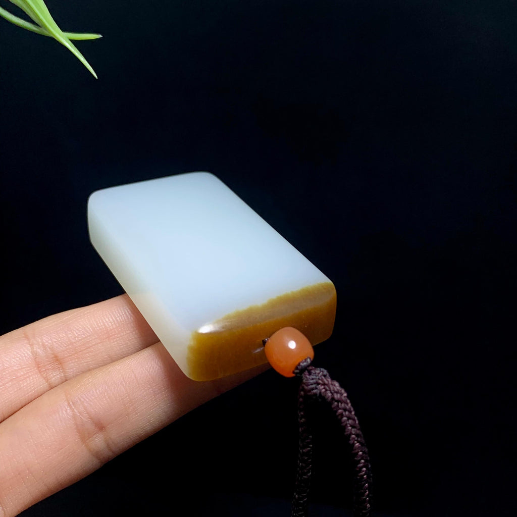 精品和田羊脂糖白玉无事牌（69.0g）