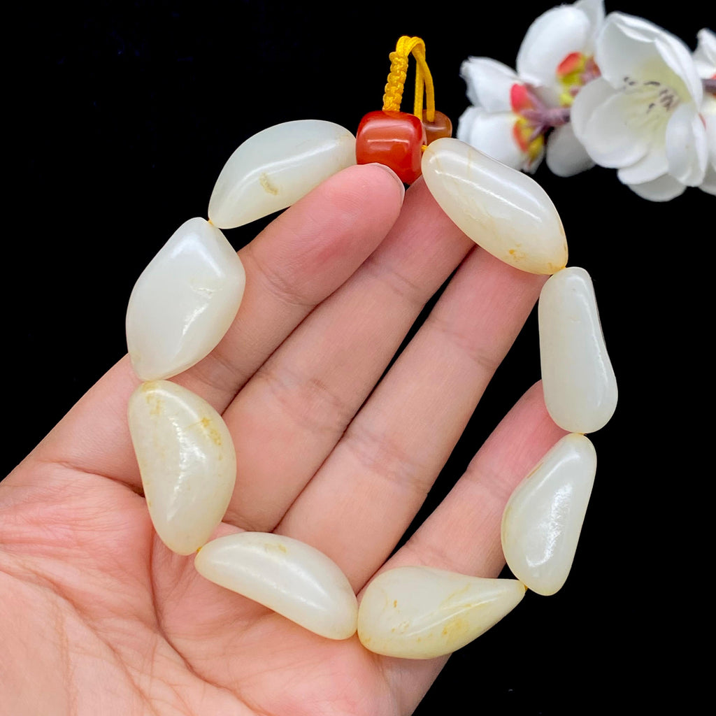 和田玉洒金皮籽料【精品手串】（63.9g）
