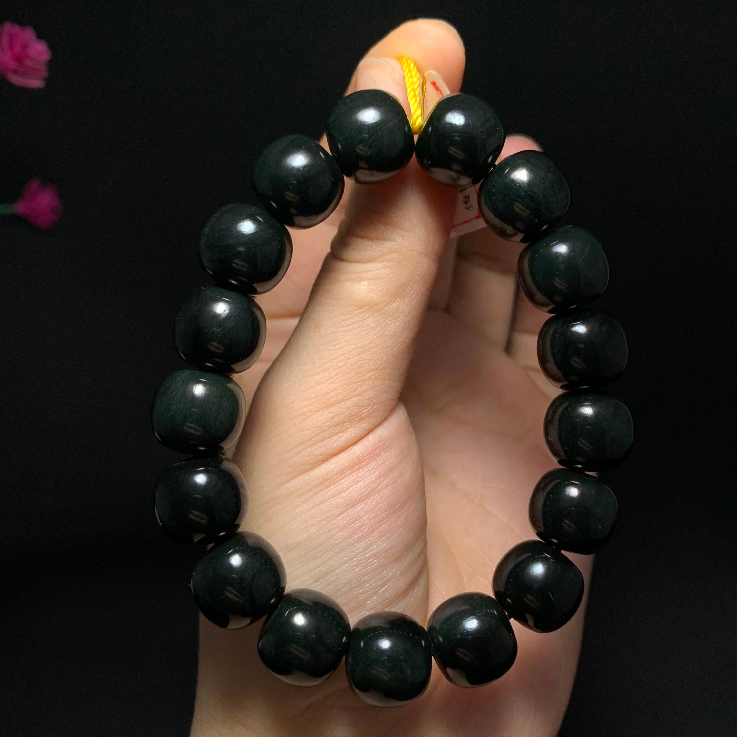 和田山料黑青老型珠手串（62.1g）