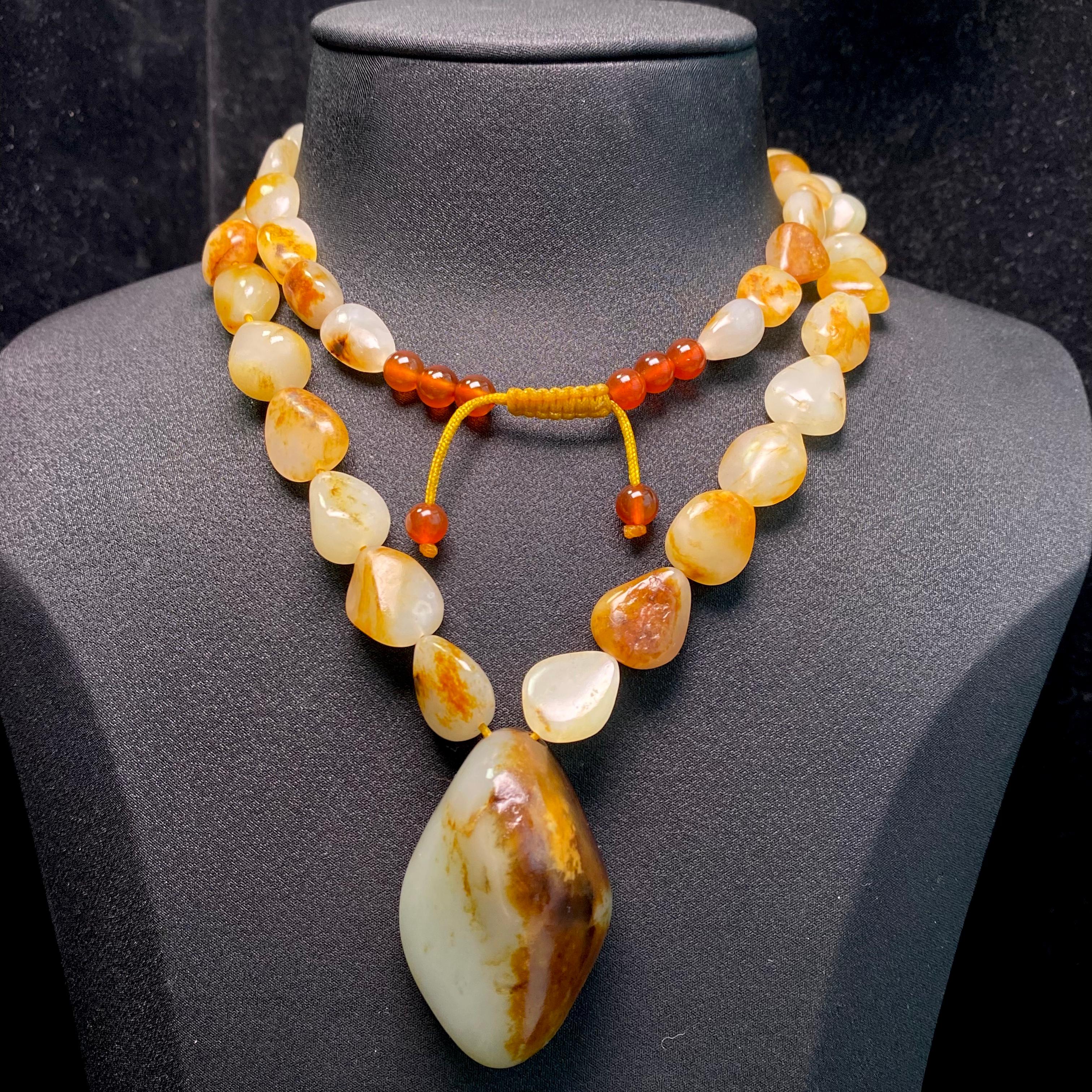 和田玉洒金皮籽料项链（118g）