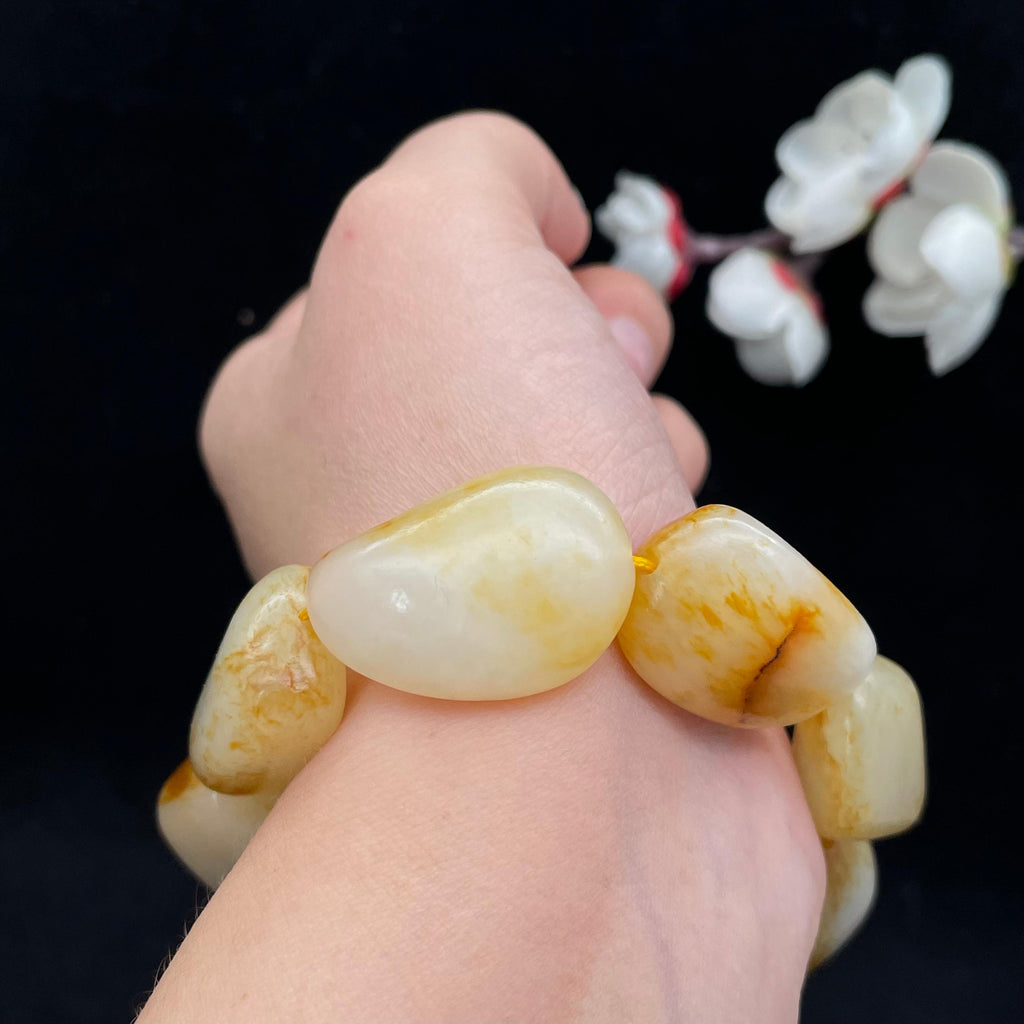 和田玉洒金皮籽料【精品手串】（87.1g）