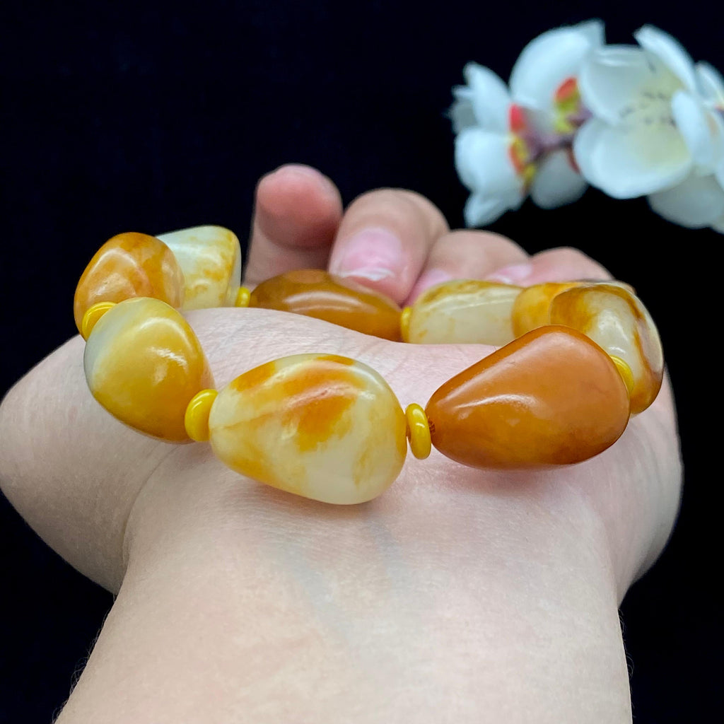 和田玉黄沁皮【精品手串】（66.3g）