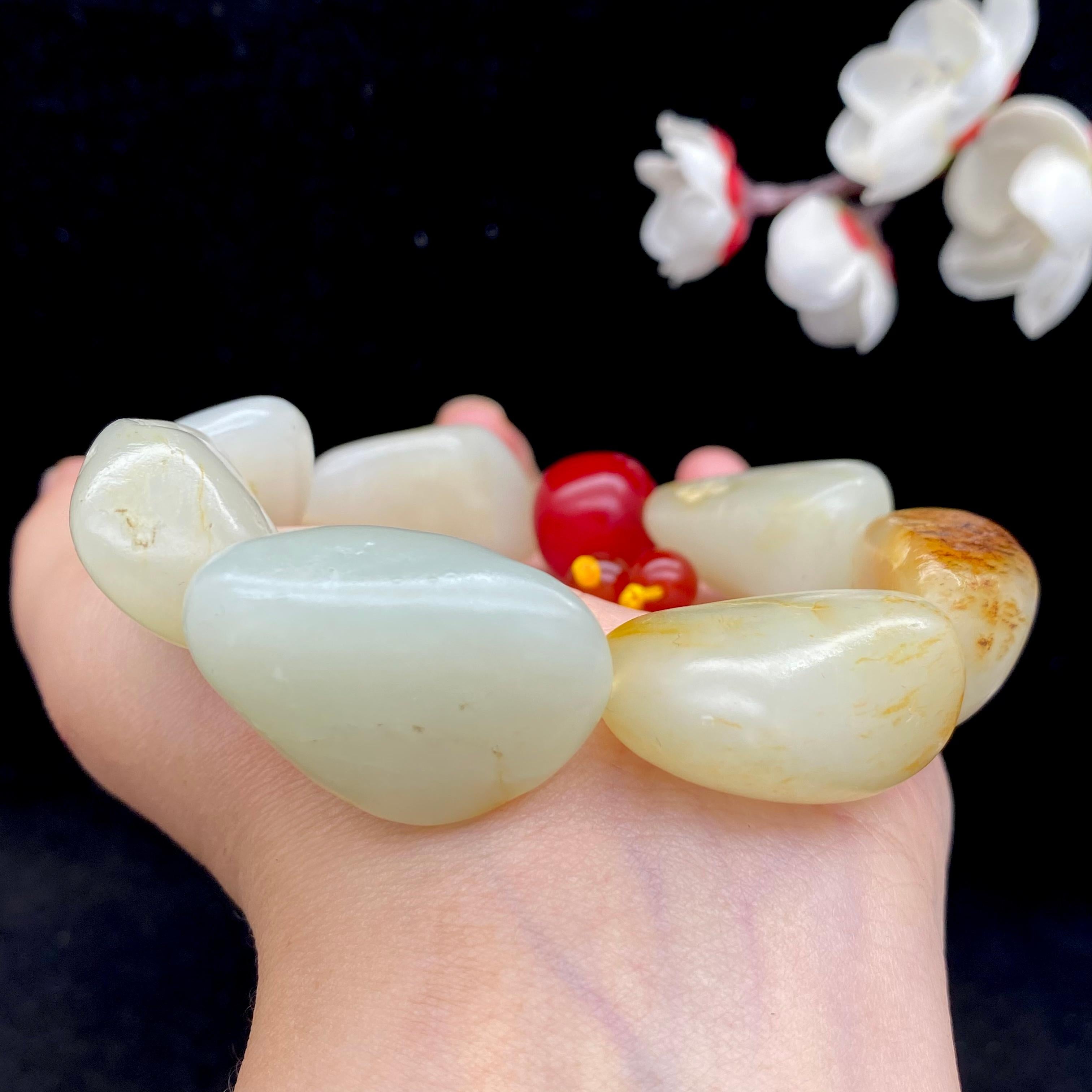 和田玉洒金皮籽料【精品手串】（98g）
