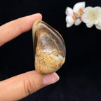 和田玉秋梨皮青花底籽料手把件（95.8g）
