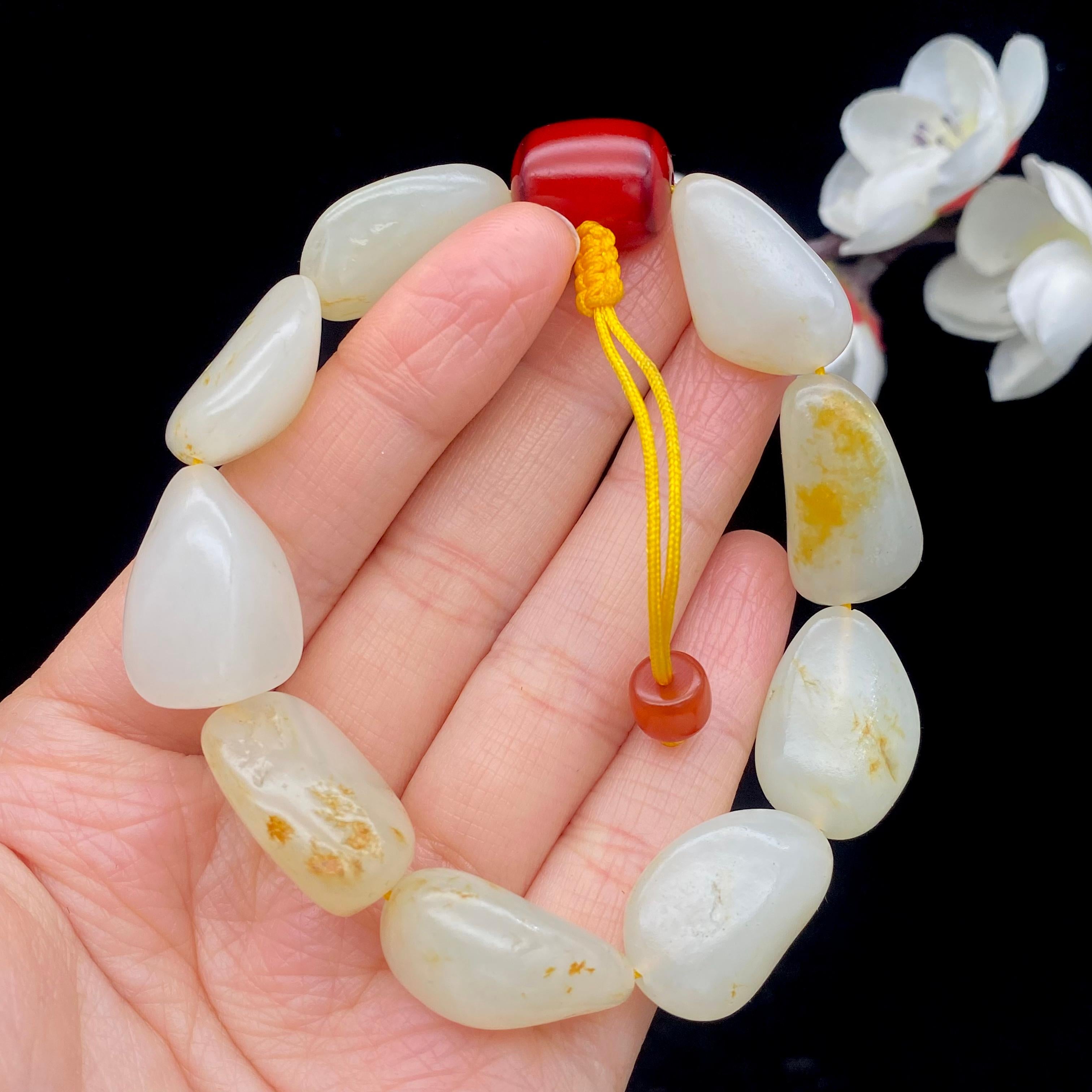 和田玉洒金皮籽料【精品手串】（48.2g）