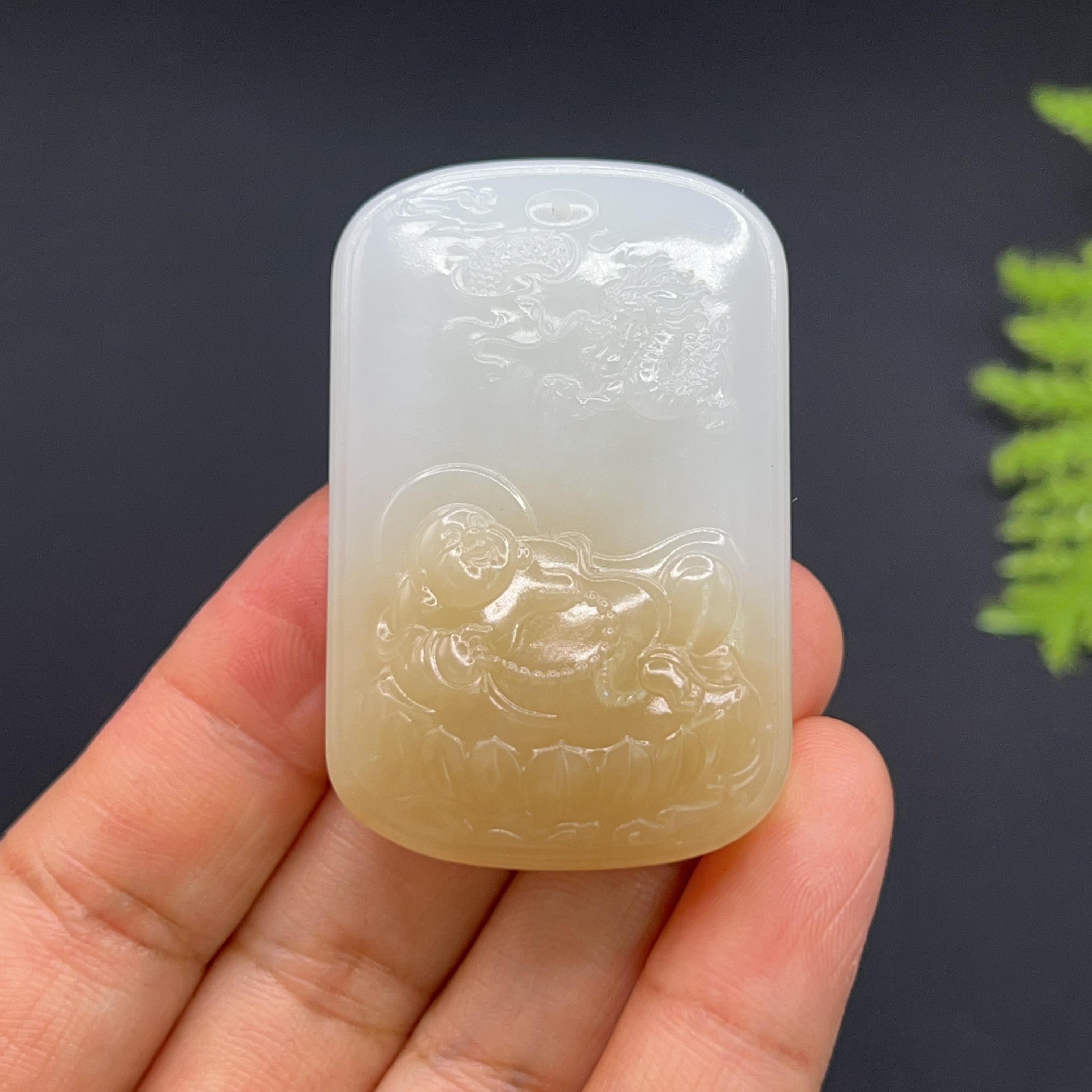 和田玉糖羊脂白玉弥勒佛玉牌（51.0g）