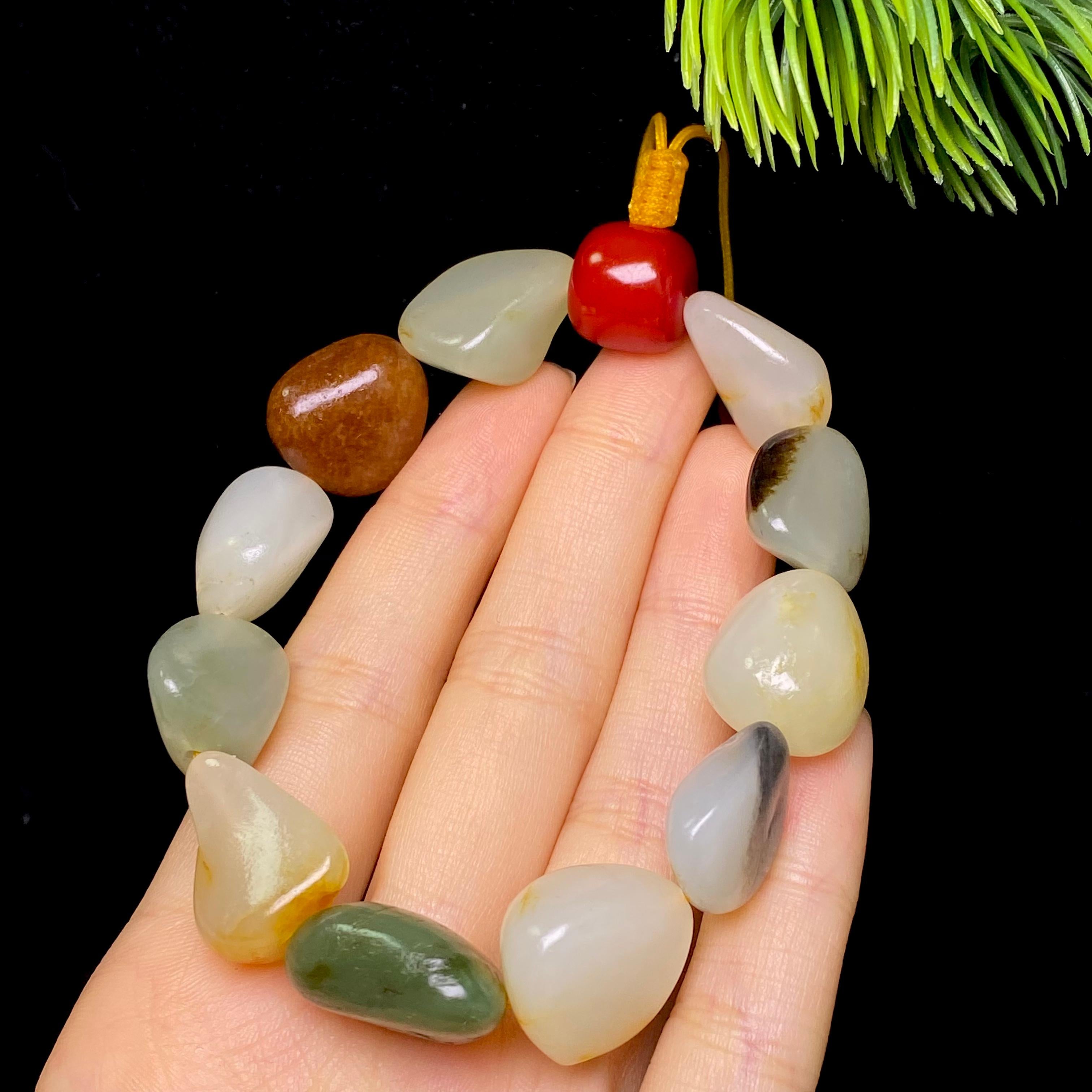 和田玉多宝籽料手串（45.9g）