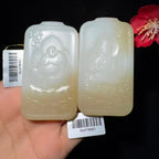 和田玉糖白观音佛挂件对牌（52.1g）