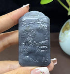 和田玉意境青花山水牌（44.7g）