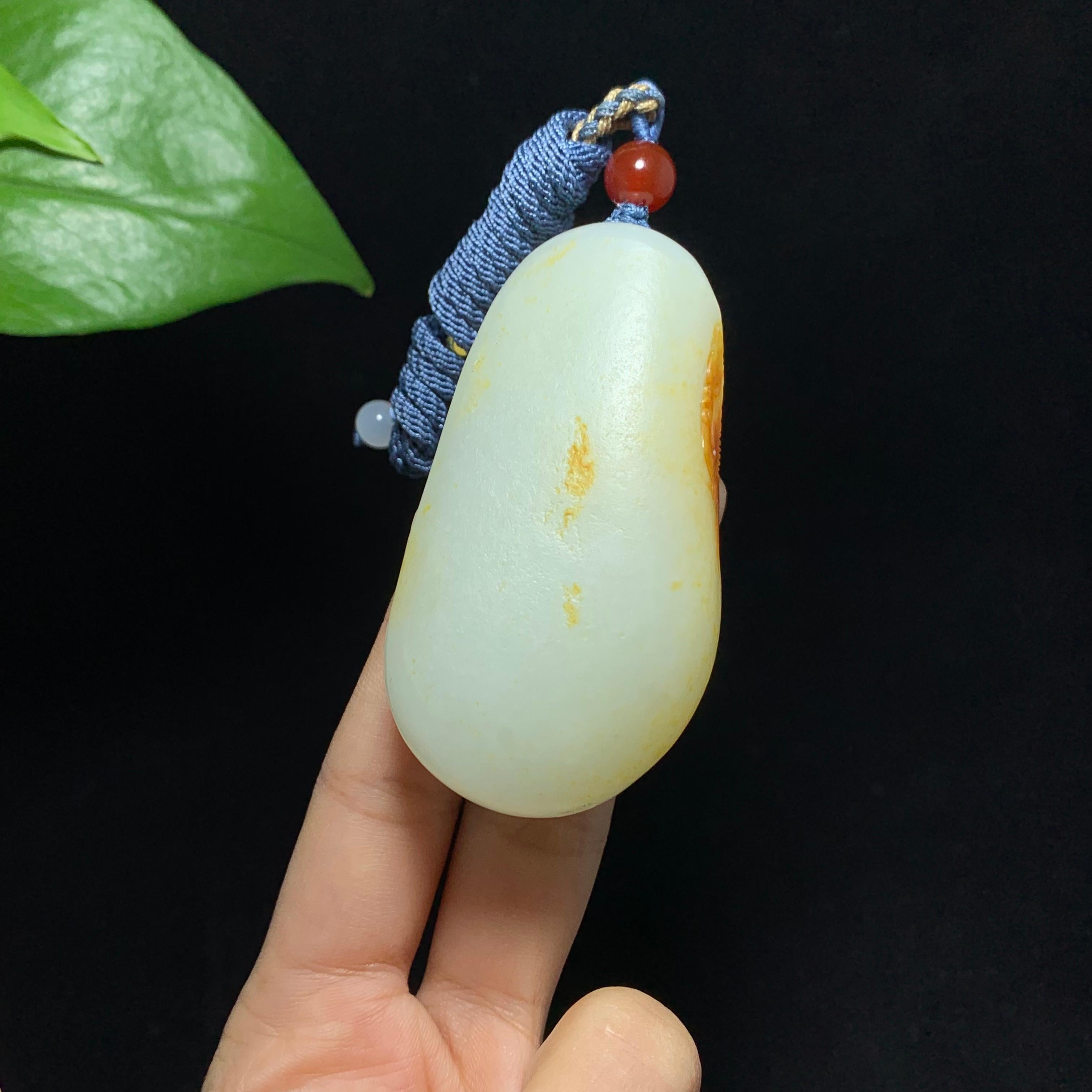 传承级和田籽料洒金皮白玉观音挂件（77.0g）