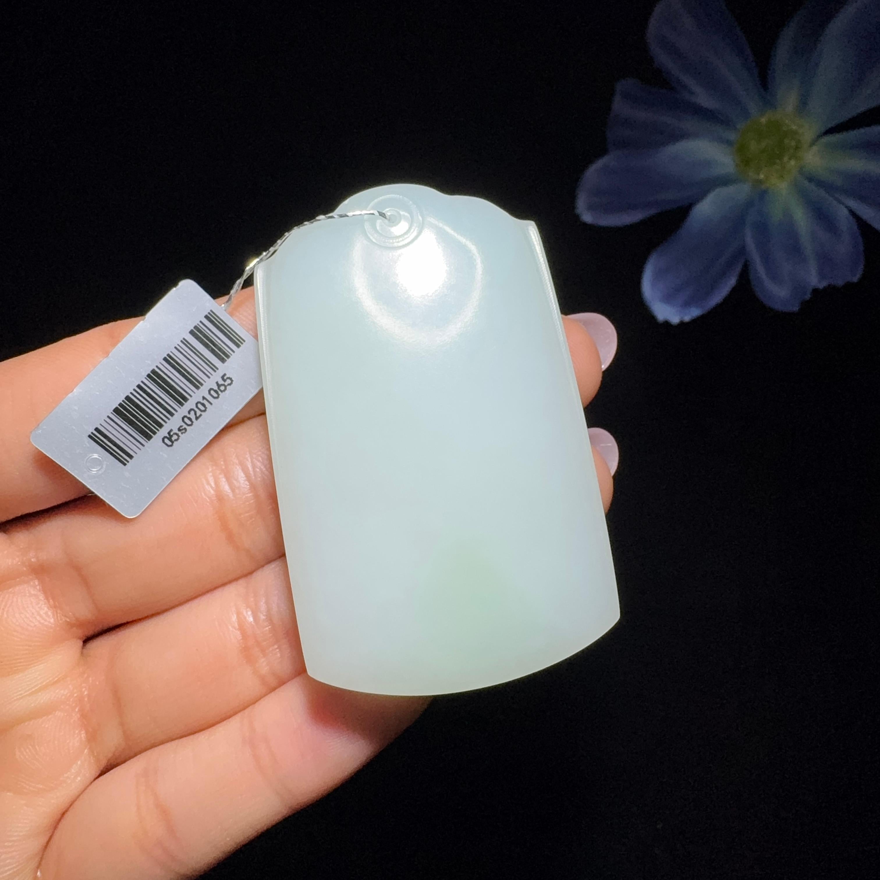 秒杀和田玉白玉平安无事牌（54.4g）