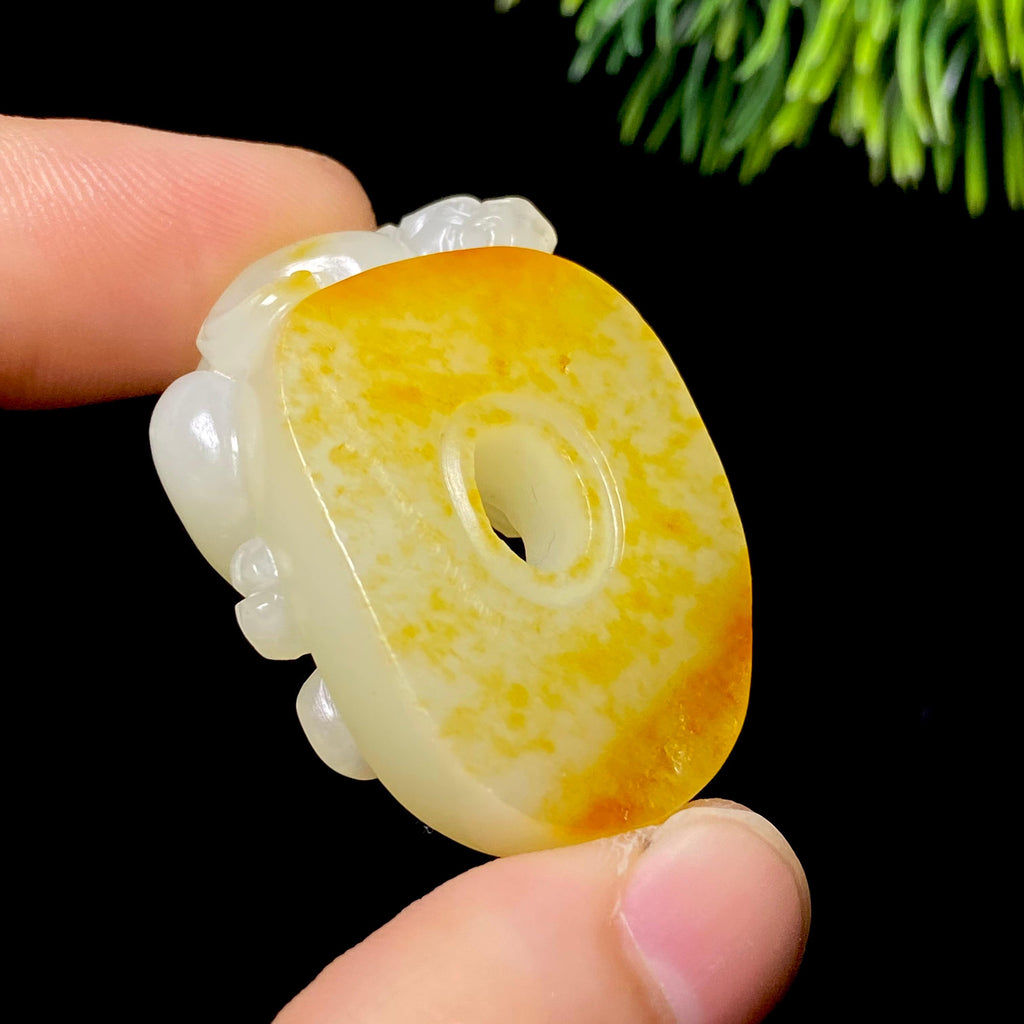 和田玉籽料螭龙玉璧（19.6g）