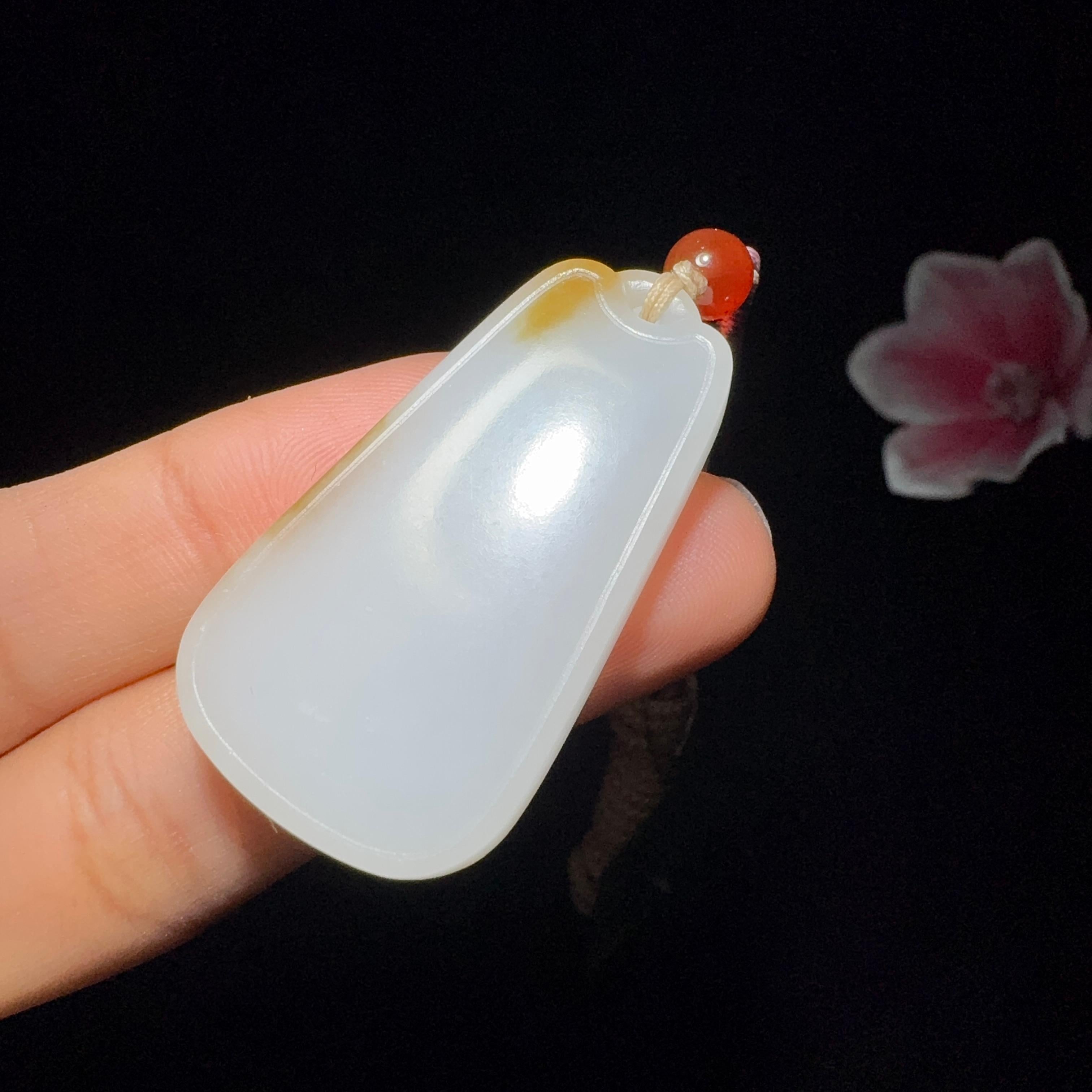 和田玉糖白平安无事牌（17.3g）