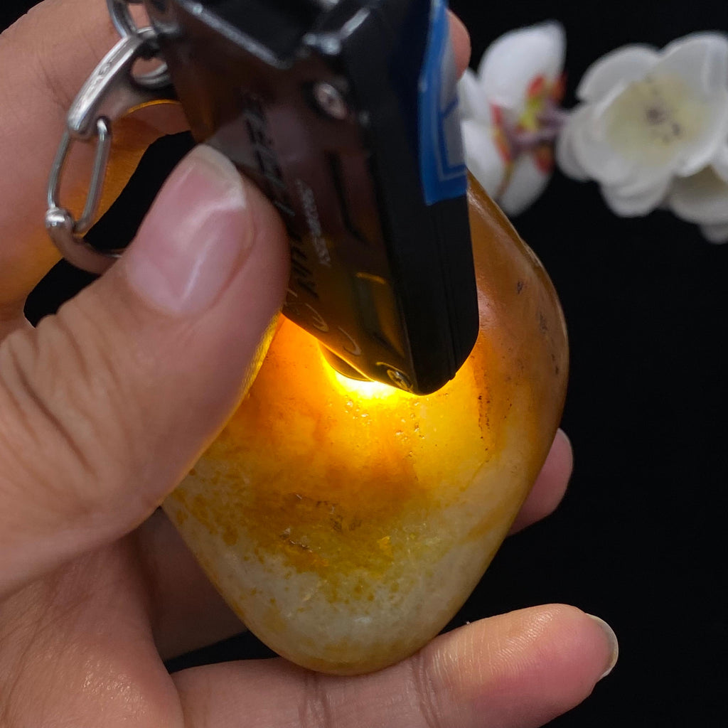 和田玉聚黄皮籽料手把件（238.3g）