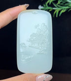 和田玉糖白料安居乐业山水牌（78.3g）