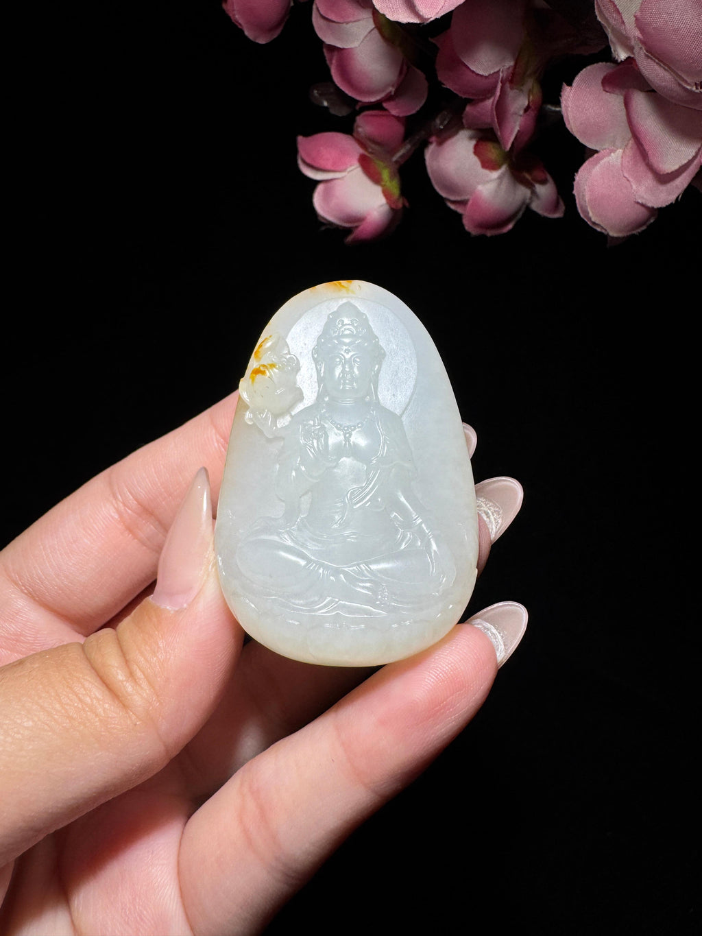 和田玉籽料白玉观音挂件（52.1g）