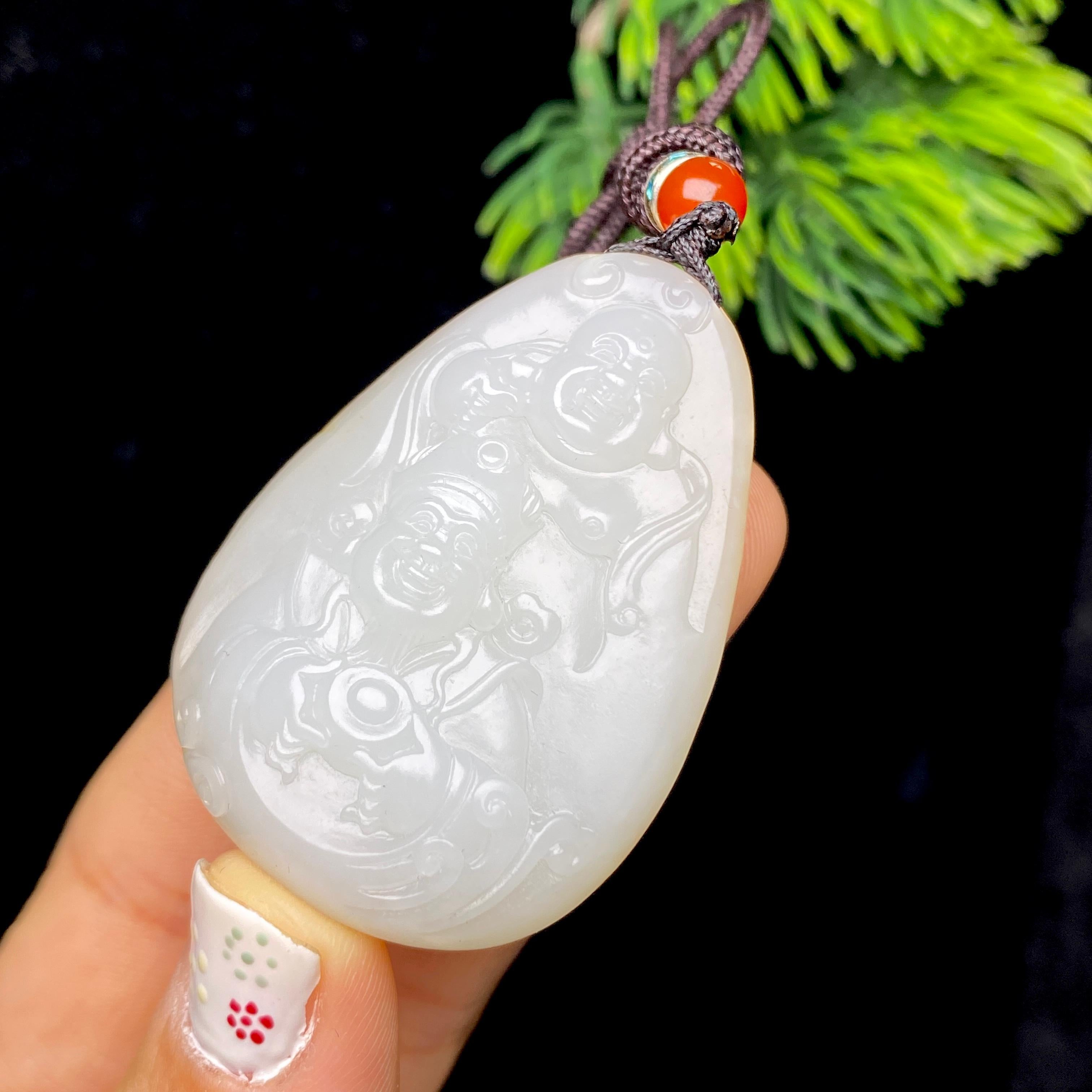 和田玉籽料佛公财神（40.9g）