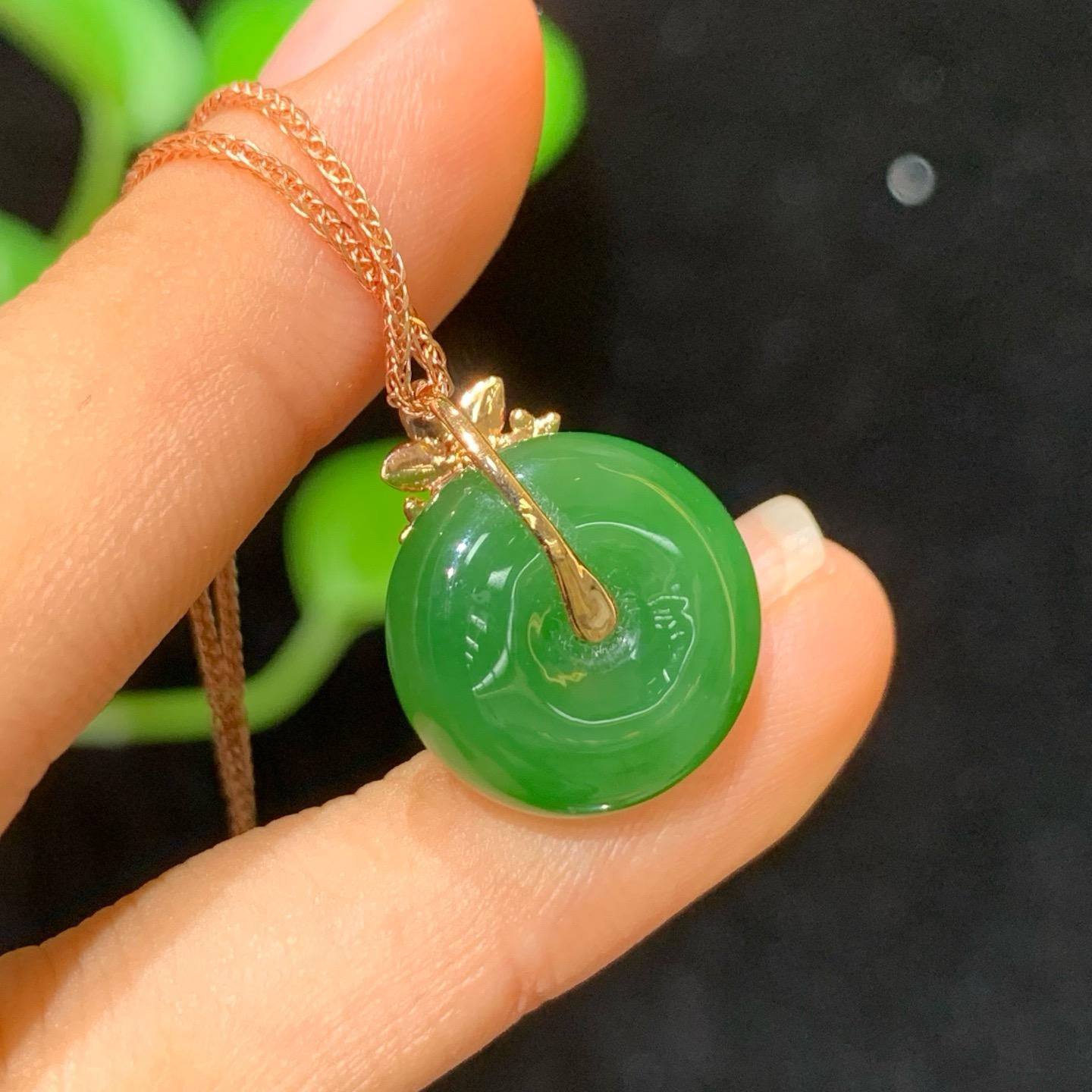 碧玉18k金平安扣吊坠01023193（2.8g）