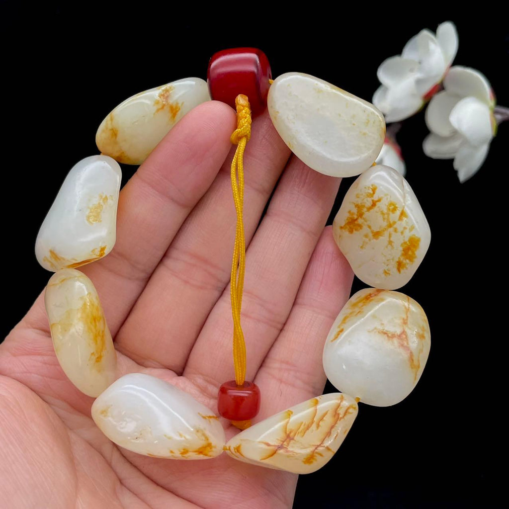 和田玉洒金皮籽料【精品手串】（86.2g）
