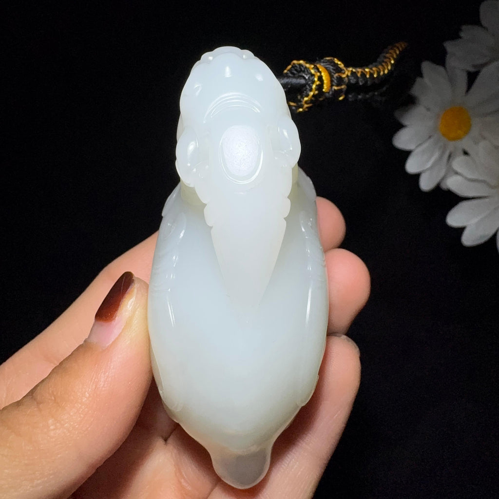 和田玉籽料羊脂白玉手把件貔貅（148.0g）