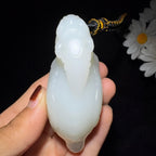 和田玉籽料羊脂白玉手把件貔貅（148.0g）