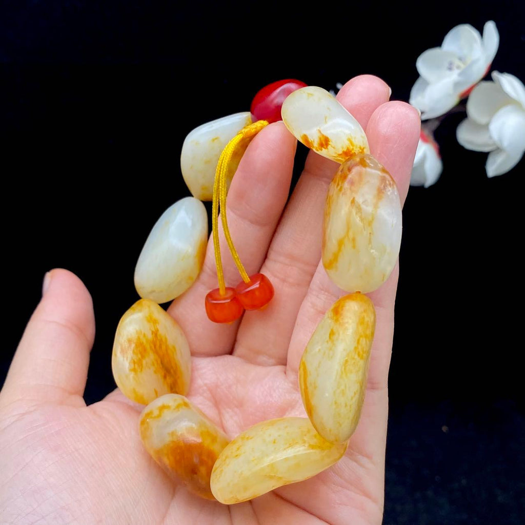 和田玉洒金皮籽料【精品手串】（95.1g）