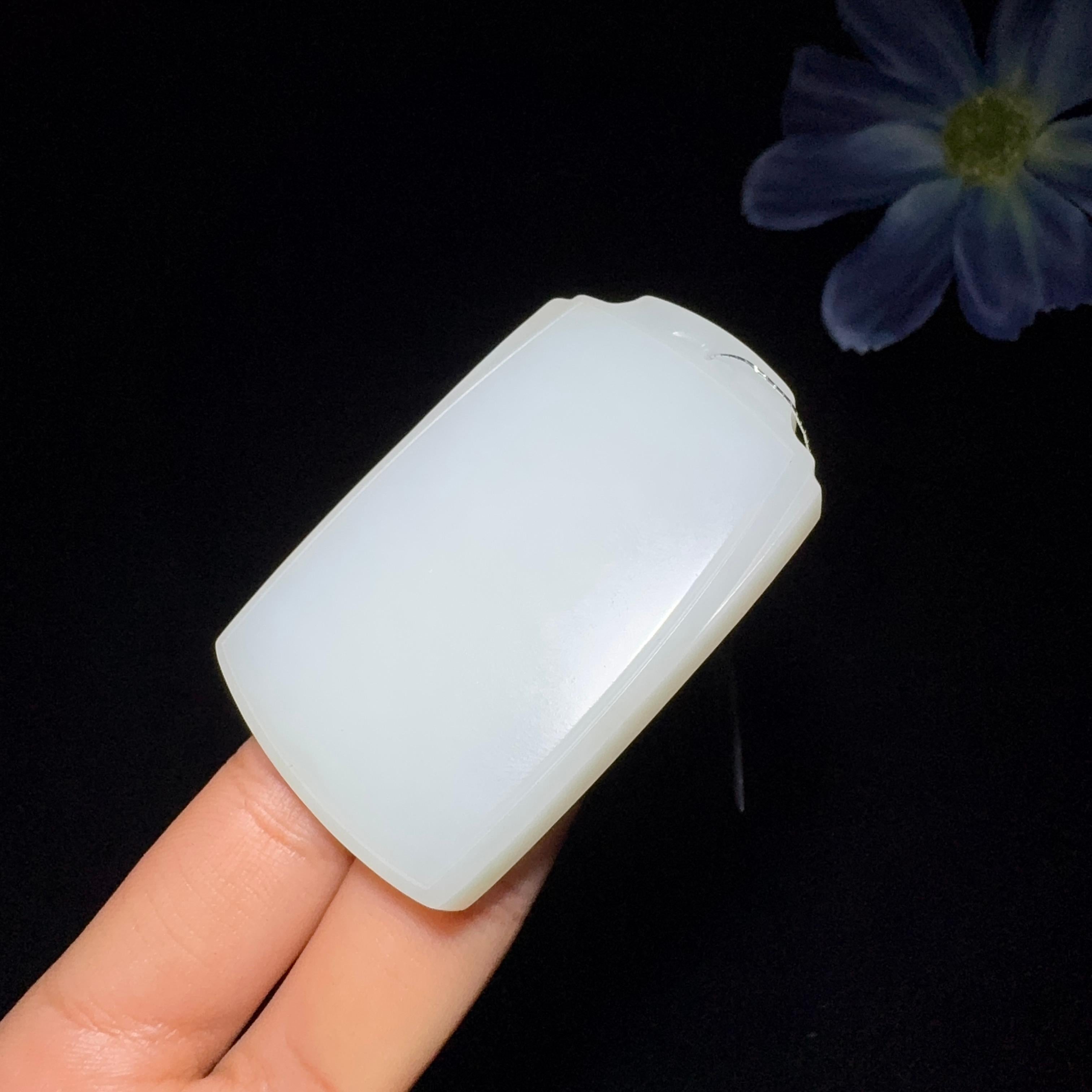 秒杀和田玉白玉平安无事牌（68.2g）