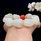 和田玉白玉带洒金皮籽料【精品手串】（96.9g）