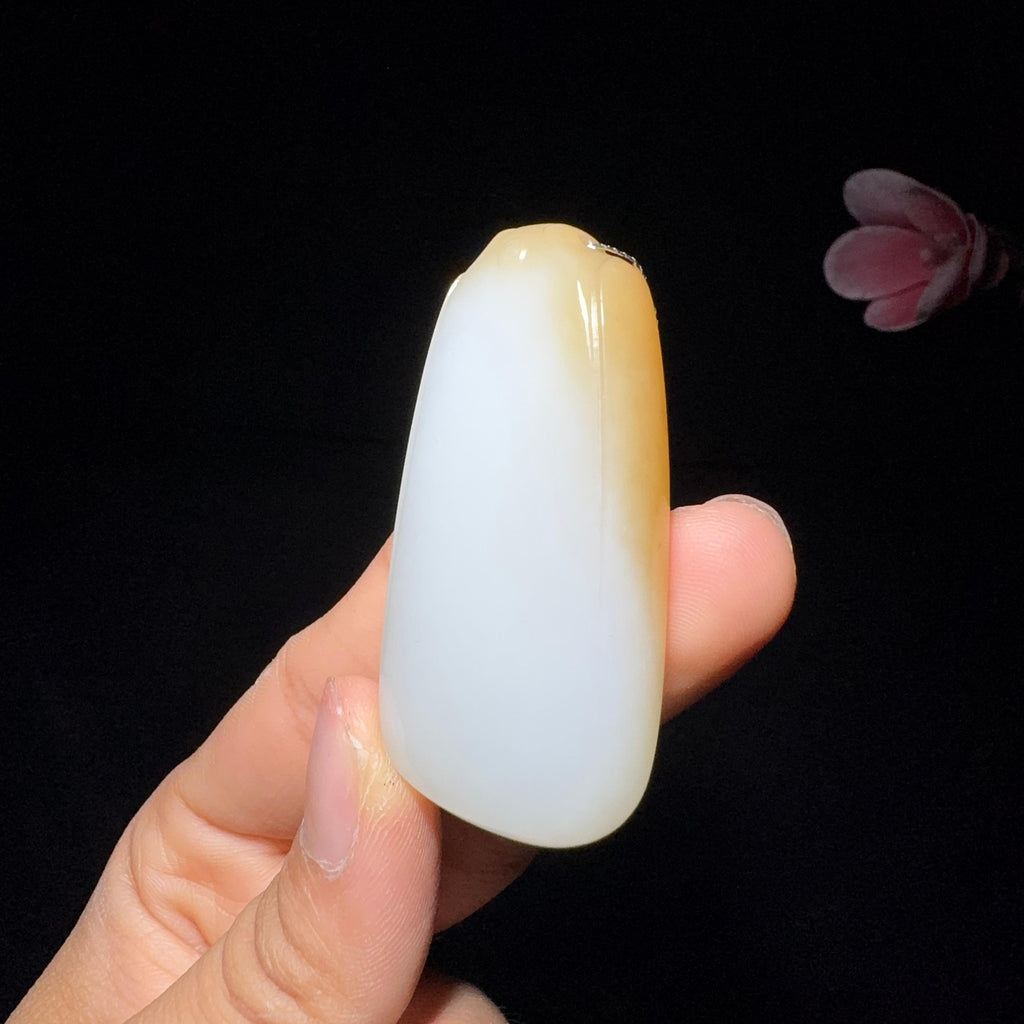 和田玉糖白水滴平安无事牌（35.7g）