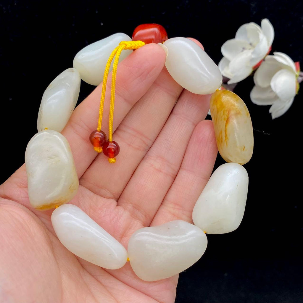 和田玉洒金皮籽料【精品手串】（81.3g）