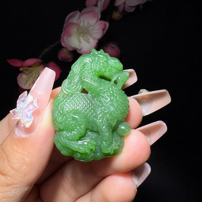 和田玉碧玉挂件麒麟（16.9g）