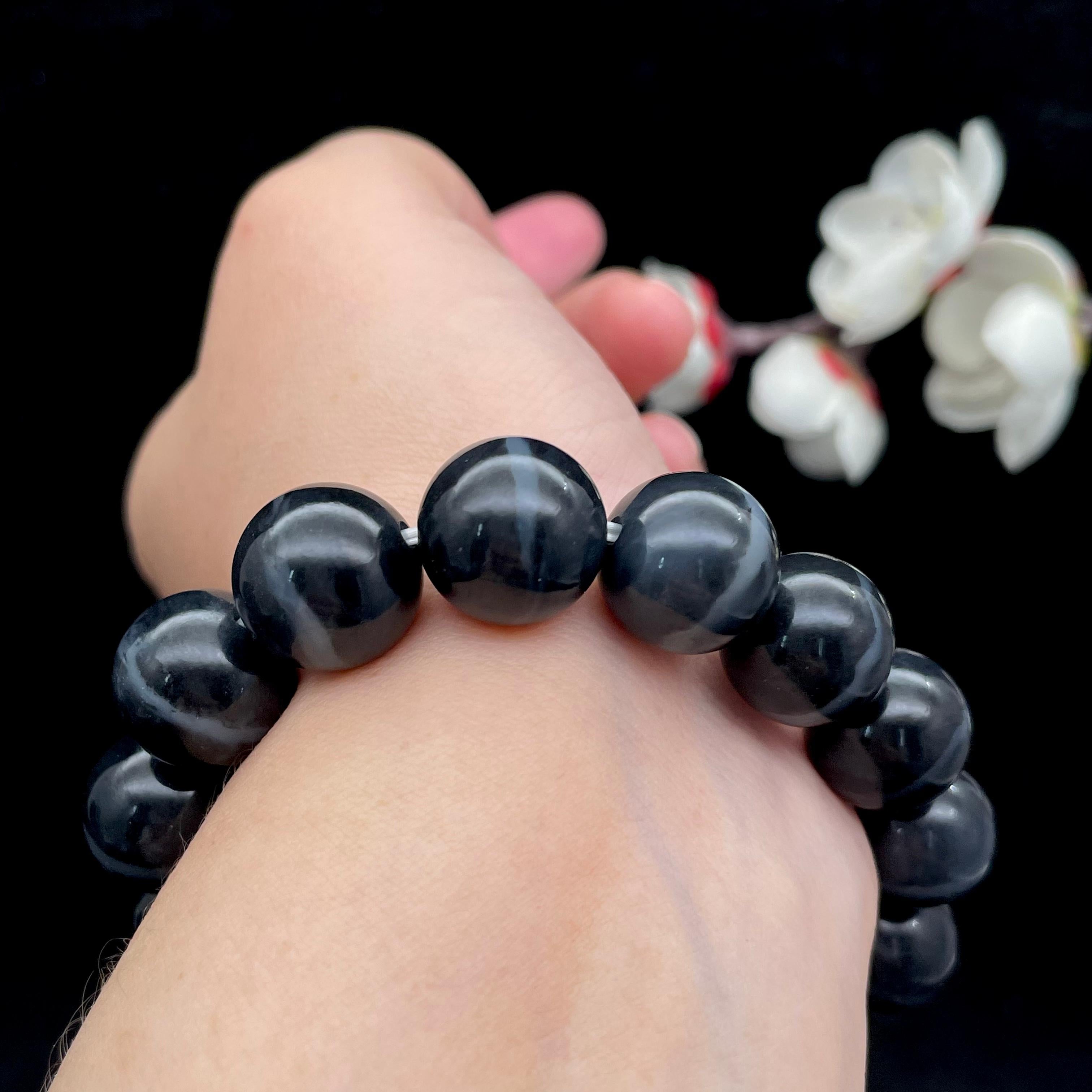 和田玉-青花籽料【圆珠手串】CH2607180074（62.8g）