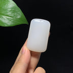 收藏级和田山料冰底白玉无事牌挂件（47.5g）