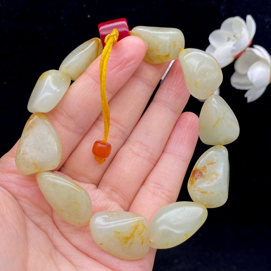和田玉洒金皮籽料【精品手串】（56.2g）