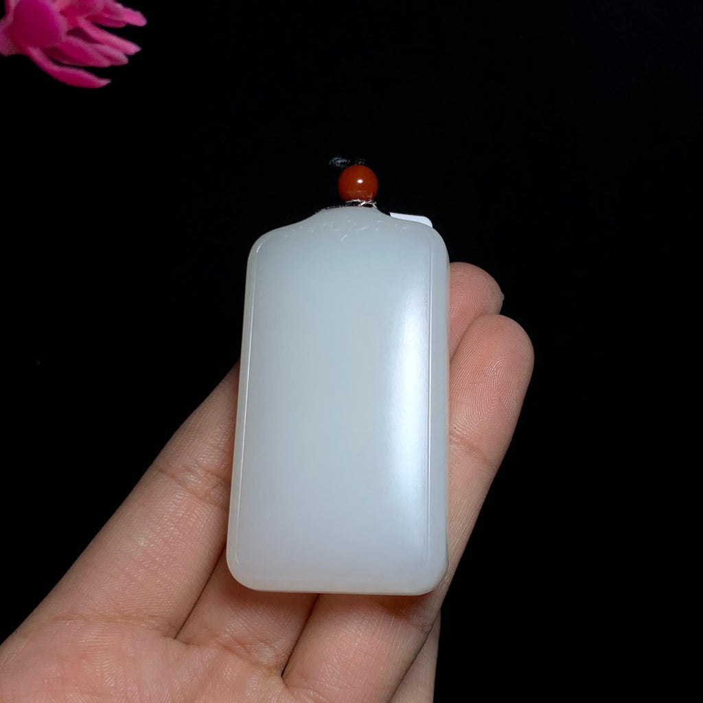 和田黑山料白玉平安无事牌（53.2g）