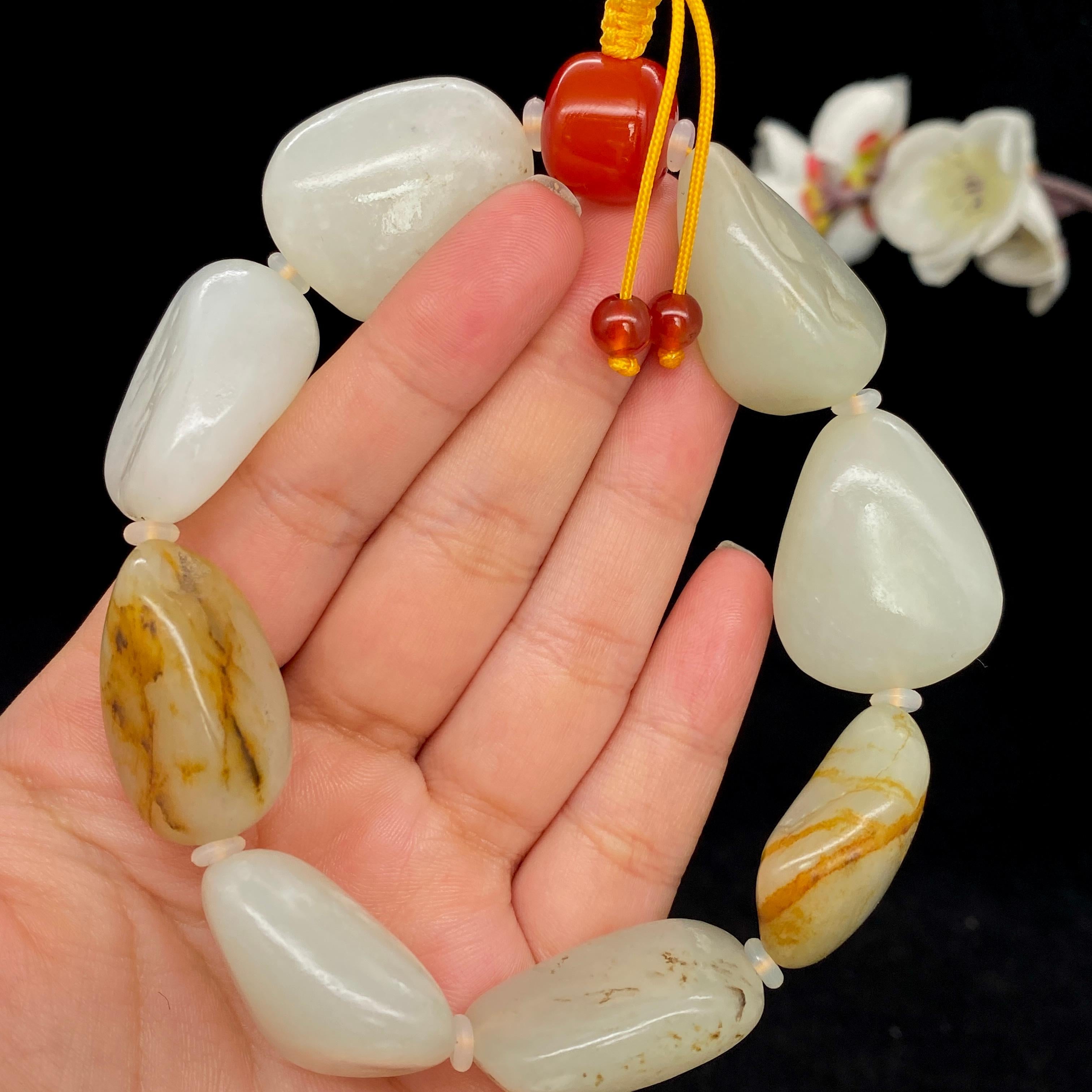 和田玉黄皮籽料【精品手串】（112.3g）
