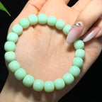 和田山料碧玉黑羊洞薄荷奶绿老型珠手串（34.5g）