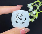 和田玉羊脂白玉四方守护仿古龙挂件（27.3g）
