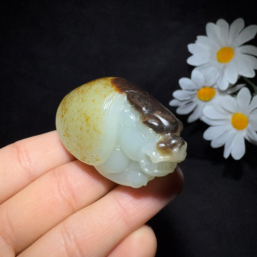 精品和田玉籽料手把件龙龟（72.6g）