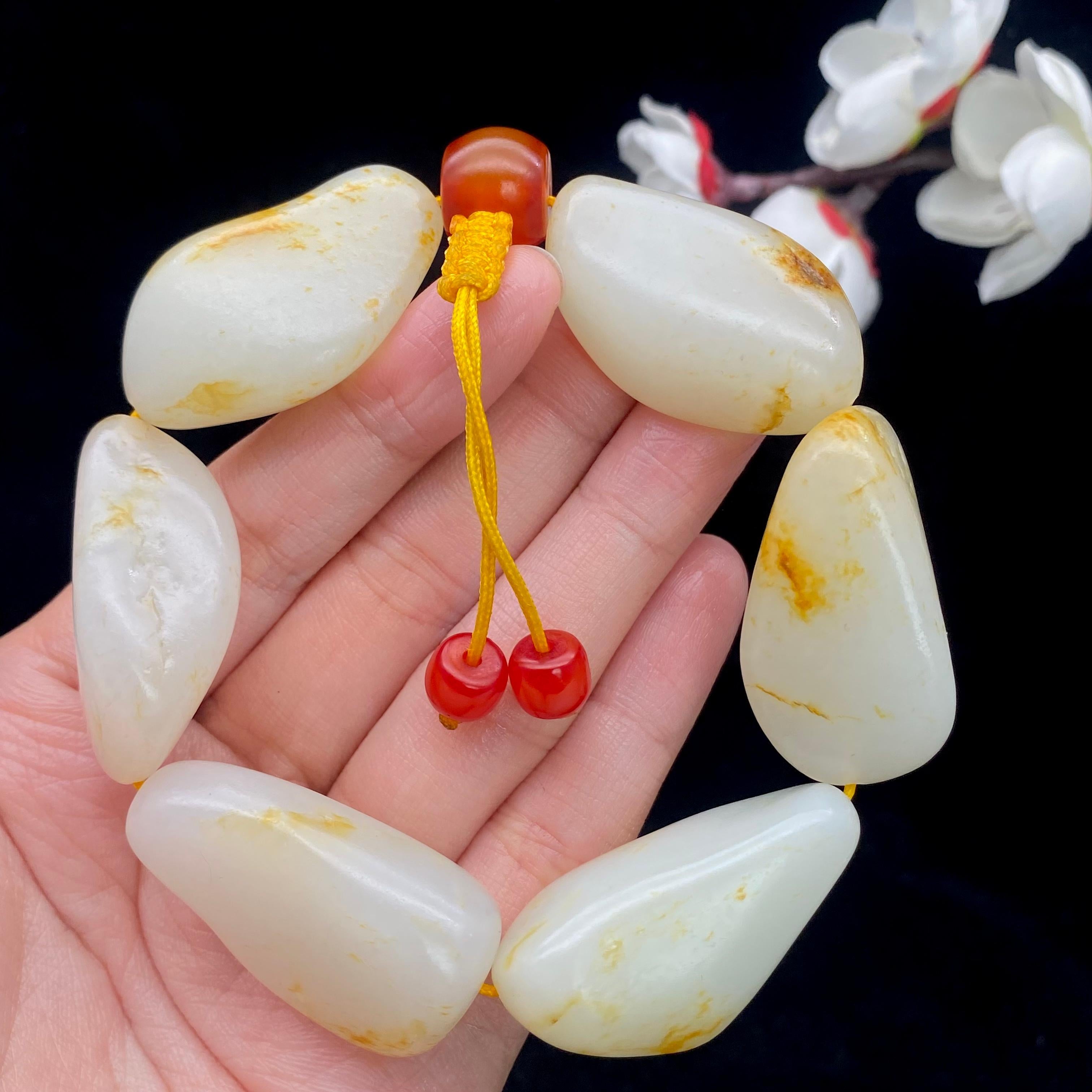 和田玉洒金皮【精品手串】（99.1g）