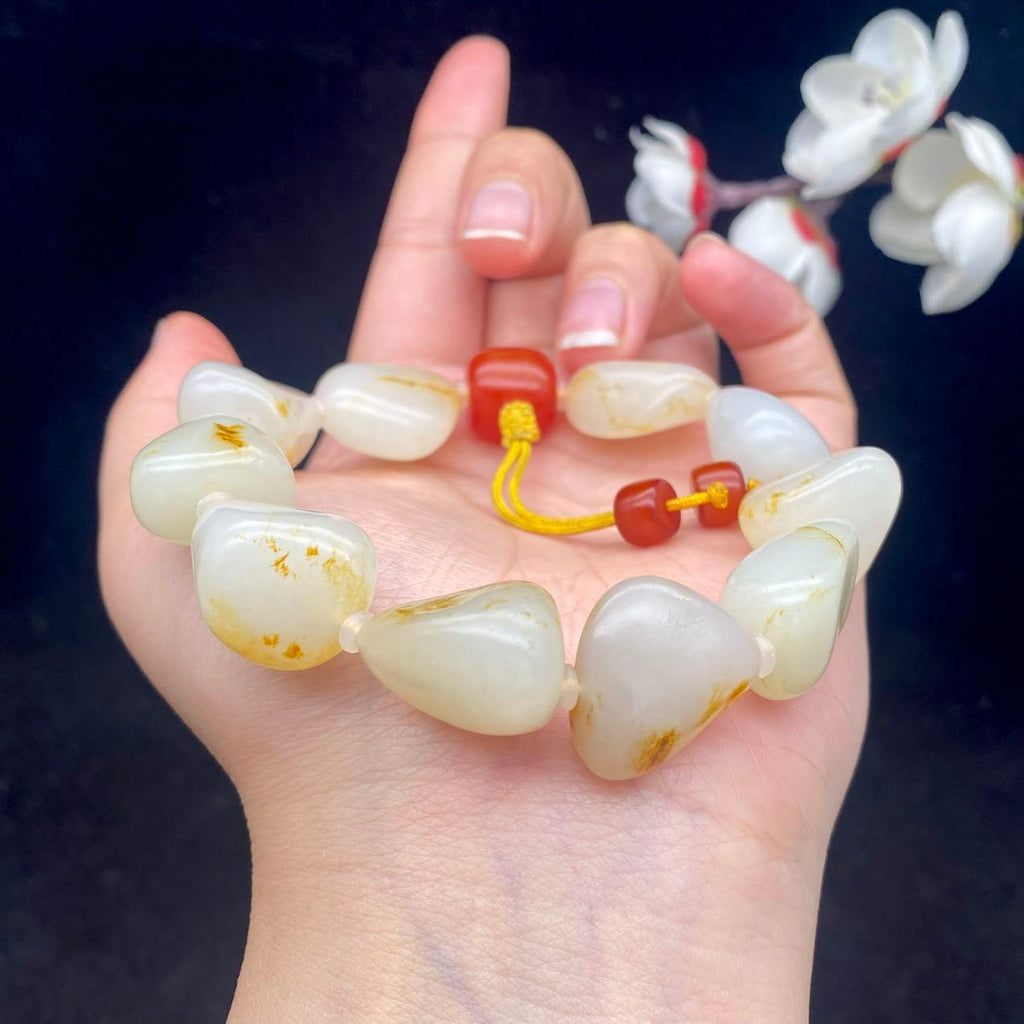 和田玉洒金皮籽料【精品手串】（60.3g）