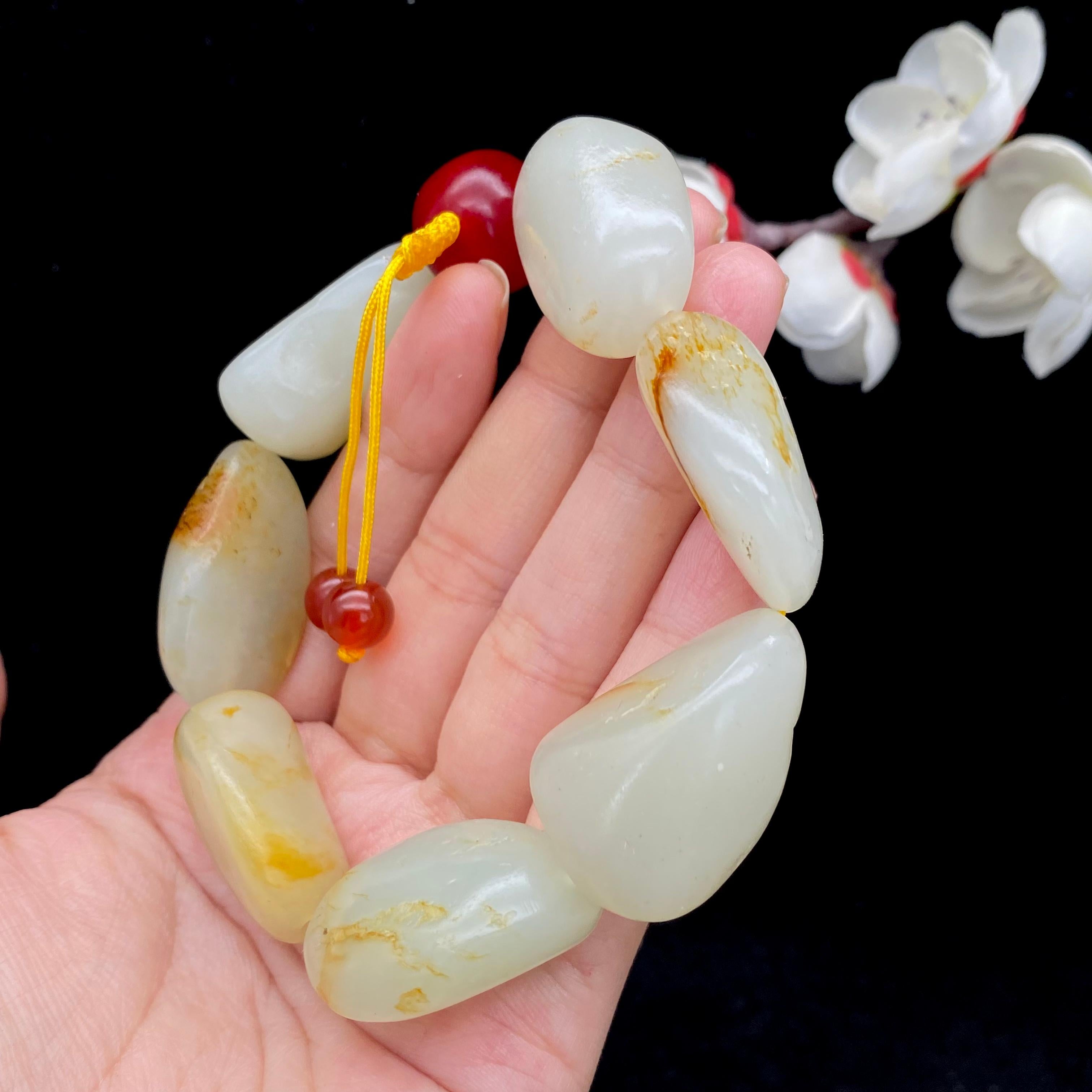 和田玉洒金皮籽料【精品手串】（98g）