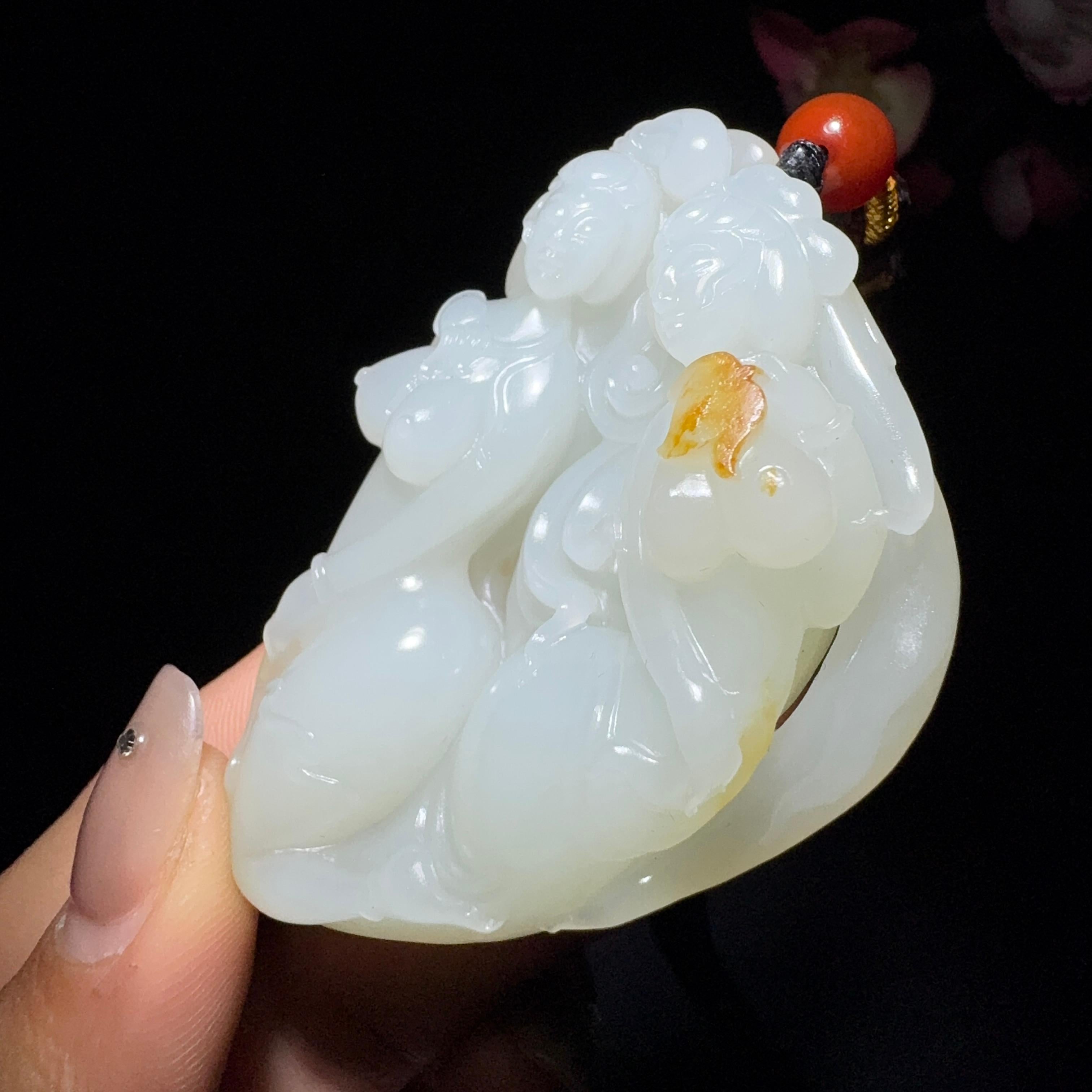 和田玉籽料玉贵人手把件（60.9g）