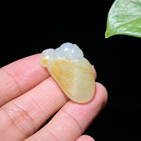 和田玉籽料洒金皮佛公挂件（10.8g）